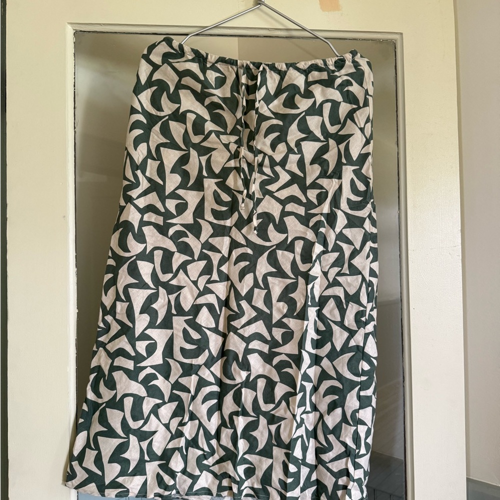 Marine Layer Green and Cream Geometric Maxi Skirt